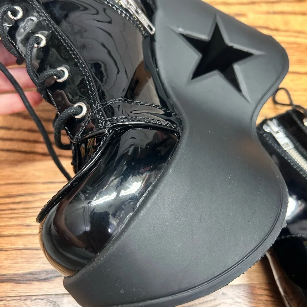 Demonia Dynamite-106 Black Platform Ankle Boots Size 9 - Picture 9 of 13